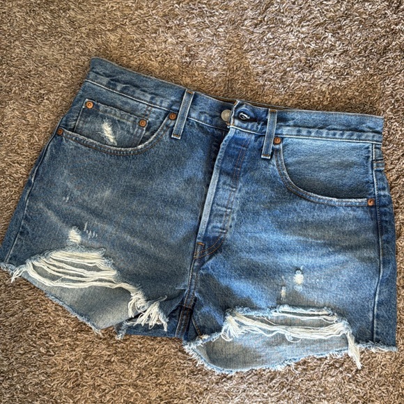 Levi's Distressed Blue Jean Shorts - Picture 1 of 4
